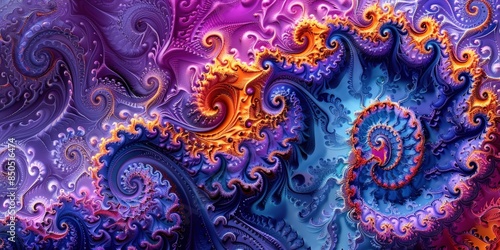 Wallpaper Mural Abstract Fractal Art with Swirling Patterns in Vibrant Hues Torontodigital.ca