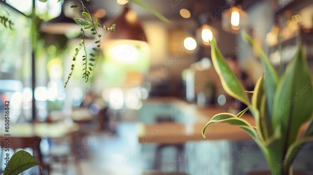 Abstract blur defocus coffee shop cafe and restaurant interior background : Generative AI Abstract blur defocus coffee shop cafe and restaurant interior background : Generative AI