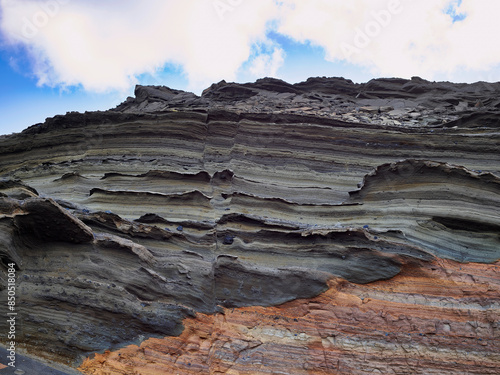 View of El Golfo bay Lanzarote Spain
