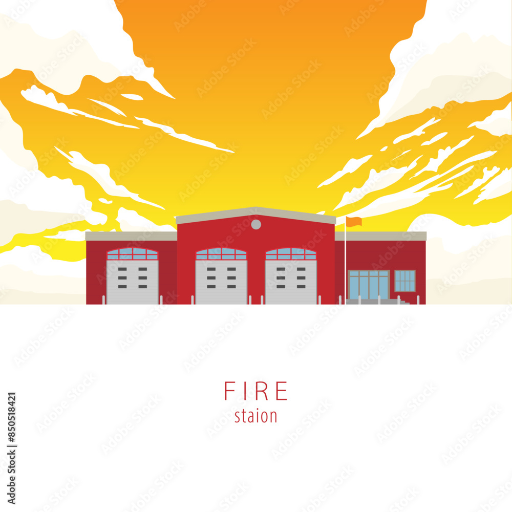 Fototapeta premium the fire station building with sky background