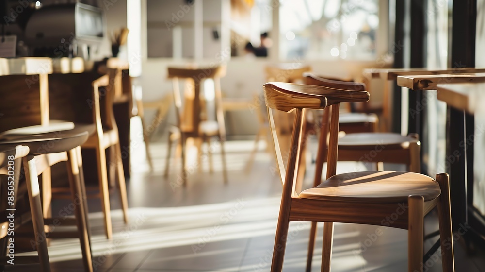 Coffee shop interior design With chairs and white walls Empty on people : Generative AI Coffee shop interior design With chairs and white walls Empty on people : Generative AI