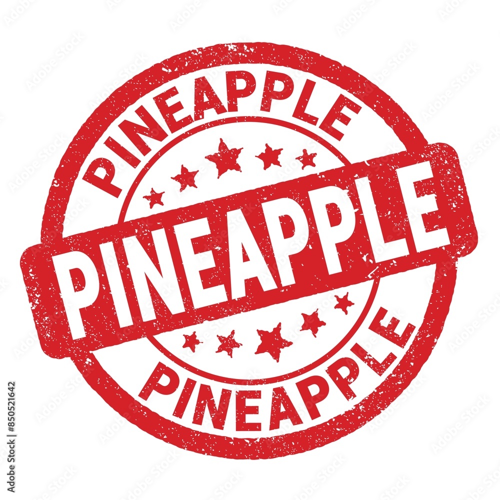 PINEAPPLE text written on red round stamp sign. PINEAPPLE text written on red round stamp sign.
