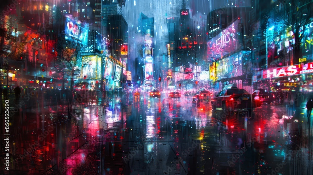 Obraz premium City skyline at night with neon glow capturing Black Friday energy backdrop