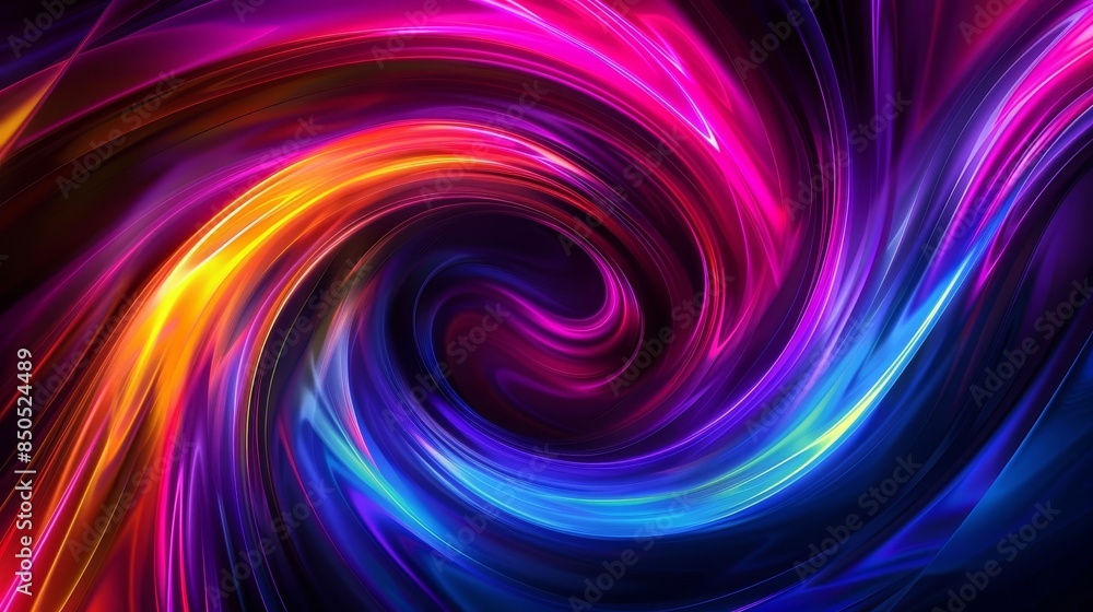 Obraz premium Swirling gradients of black and neon colors evoking Black Friday frenzy backdrop