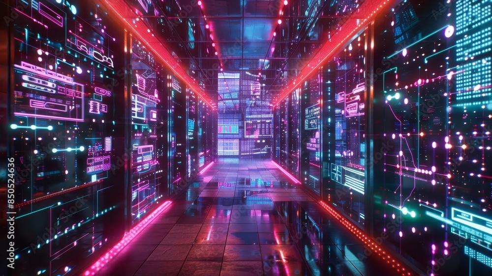 Holographic grids and neon lights capturing digital Black Friday deals backdrop Holographic grids and neon lights capturing digital Black Friday deals backdrop