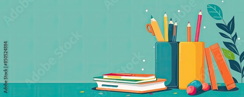 Course syllabus flat design side view education cartoon drawing Triadic Color Scheme