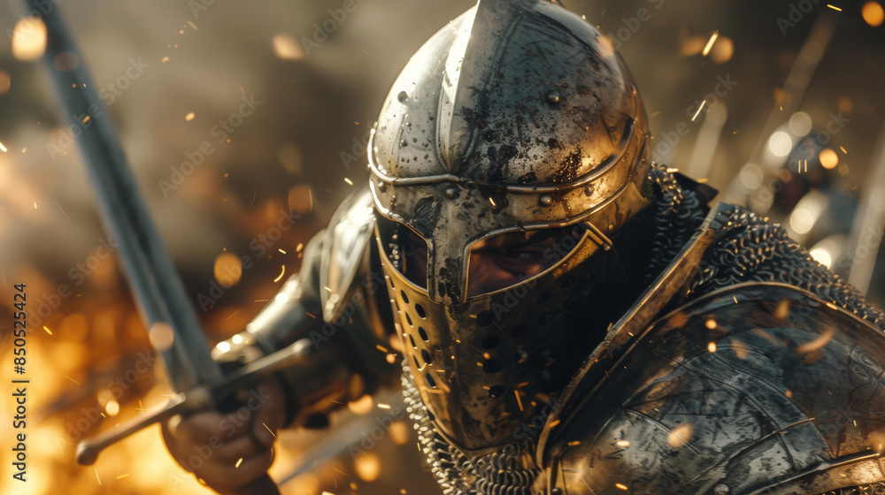 A warrior wearing an iron helmet during battle
A warrior wearing an iron helmet during battle
