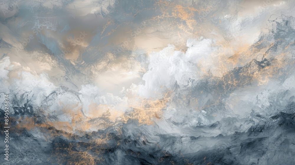Ethereal clouds and fog tinged with gold and silver capturing sale intrigue