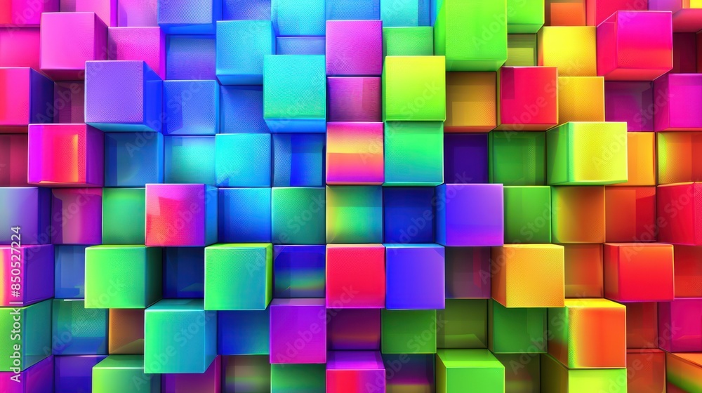 Vibrant Rainbow Cube Wall Vibrant Rainbow Cube Wall