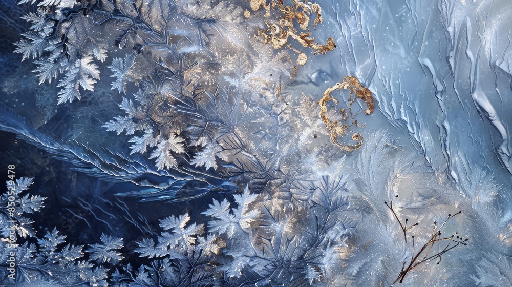 Icy textures and frost patterns silver and gold winter wonderland Icy textures and frost patterns silver and gold winter wonderland