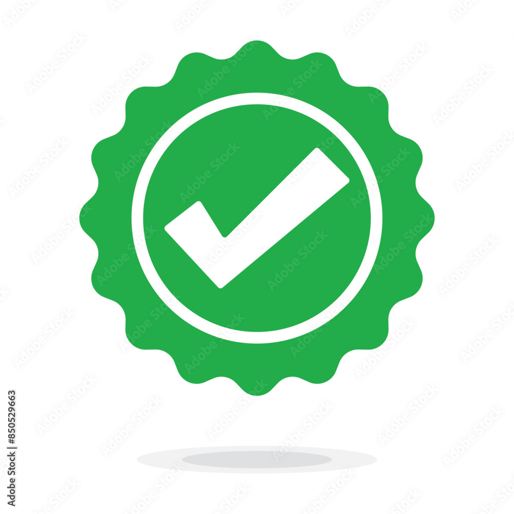Quality guarantee green Vector icon isolated on white background. Approving, check, concept seal isolated on white background illustration. Award, winner, trophy, top quality, promotion concept. Quality guarantee green Vector icon isolated on white background. Approving, check, concept seal isolated on white background illustration. Award, winner, trophy, top quality, promotion concept.