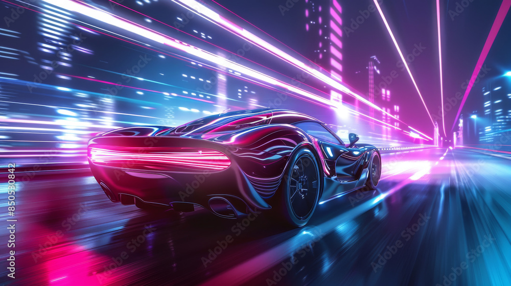 Futuristic electric vehicle (EV) or luxury sports car, a fast vehicle Futuristic electric vehicle (EV) or luxury sports car, a fast vehicle