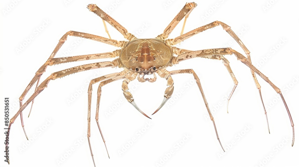Japanese spider crab staying on its thin and long eight legs on white background Japanese spider crab staying on its thin and long eight legs on white background
