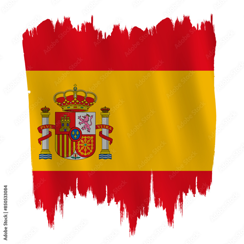 Spain flag on brush paint stroke.