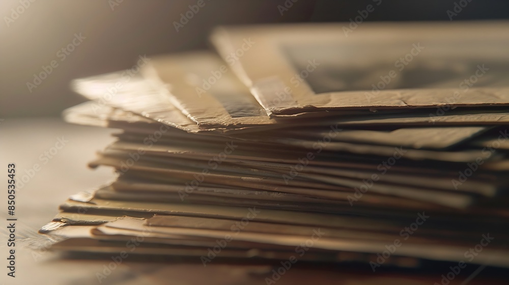 Stack of old photos with clipping path for the inside : Generative AI