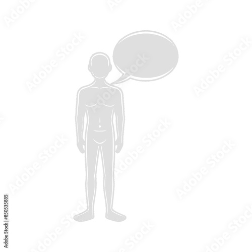 Silhouette Man with Blank Speech Bubble, Communication Concept, Vector Illustration.
