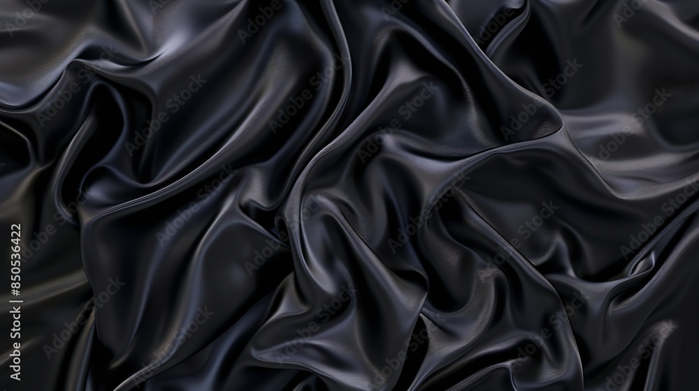 Black gray satin dark fabric texture luxurious shiny that is abstract silk cloth panorama background with patterns soft waves blur beautiful : Generative AI Black gray satin dark fabric texture luxurious shiny that is abstract silk cloth panorama background with patterns soft waves blur beautiful : Generative AI