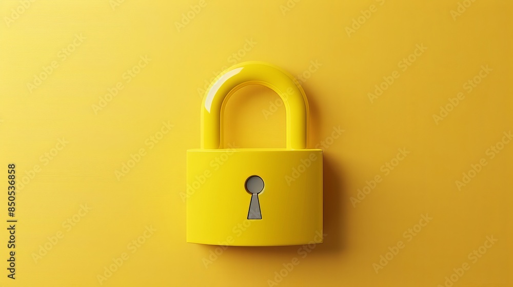 Yellow padlock icon with keyhole and shackle, 3d realistic design Yellow padlock icon with keyhole and shackle, 3d realistic design