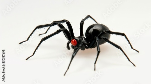 Wallpaper Mural Black widow spider with a glossy black body and red marking against a white backdrop Torontodigital.ca
