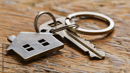 a house shaped keychain with a house shaped key