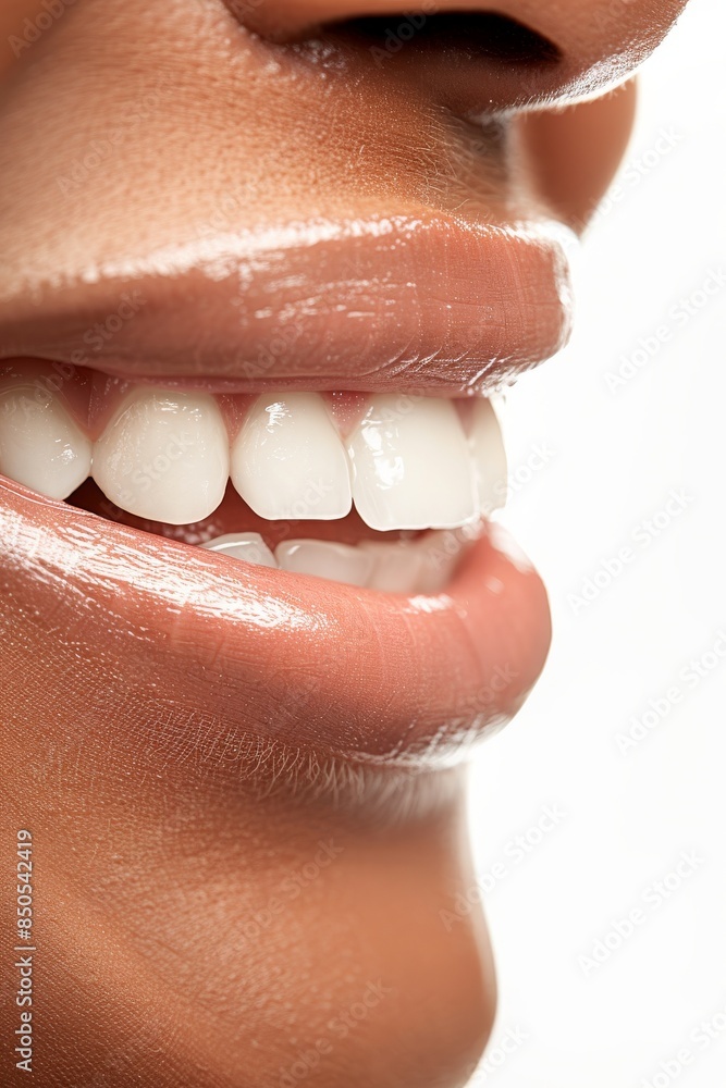 Obraz premium Close Up Of A Woman Smiling With White Teeth