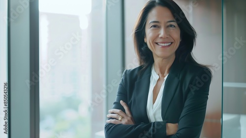 Happy cheerful 45 year old Latin professional mid aged business woman corporate leader smiling positive mature female executive manager standing in office arms crossed looking at camer : Generative AI Free Download Happy cheerful 45 year old Latin professional mid aged business woman corporate leader smiling positive mature female executive manager standing in office arms crossed looking at camer : Generative AI - GFXLoad