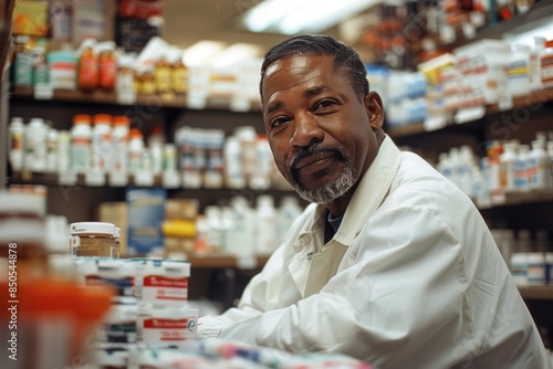 Pharmacist Working in a Busy Pharmacy During the Day