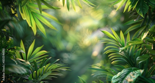 Lush Green Foliage in a Tropical Rainforest During a Sunny Day