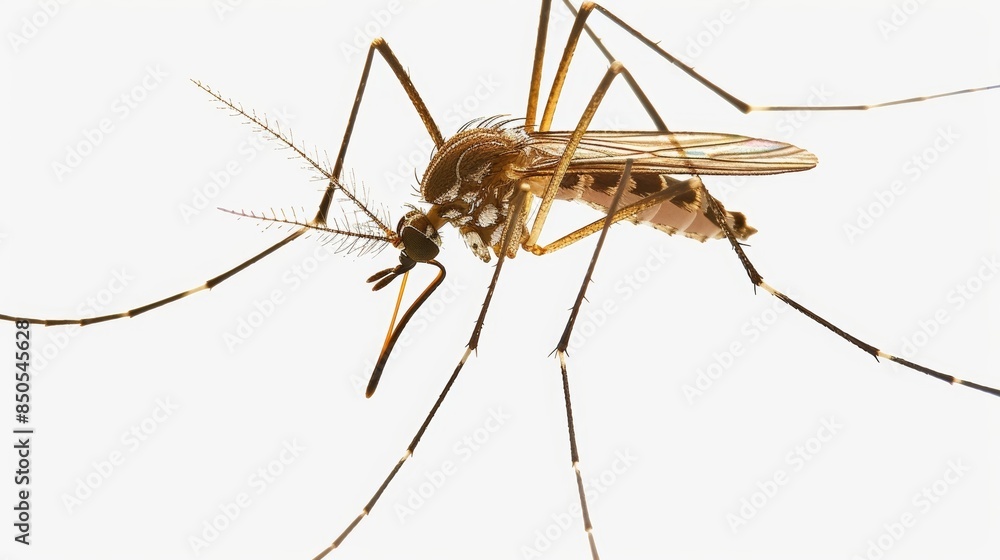 Aedes aegypti mosquito spreading dengue and zika virus, isolated on white background Aedes aegypti mosquito spreading dengue and zika virus, isolated on white background