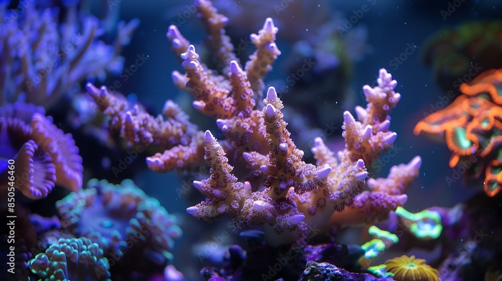 Fototapeta premium Aquarium corals reef : Generative AI