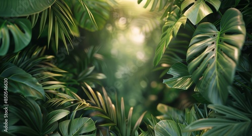 Lush Green Foliage in a Tropical Rainforest During a Sunny Day
