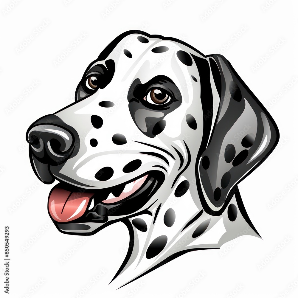elegant Dalmatian head portrait, highlighting its unique black and white markings and alert expression, capturing the breed's charismatic personality elegant Dalmatian head portrait, highlighting its unique black and white markings and alert expression, capturing the breed's charismatic personality