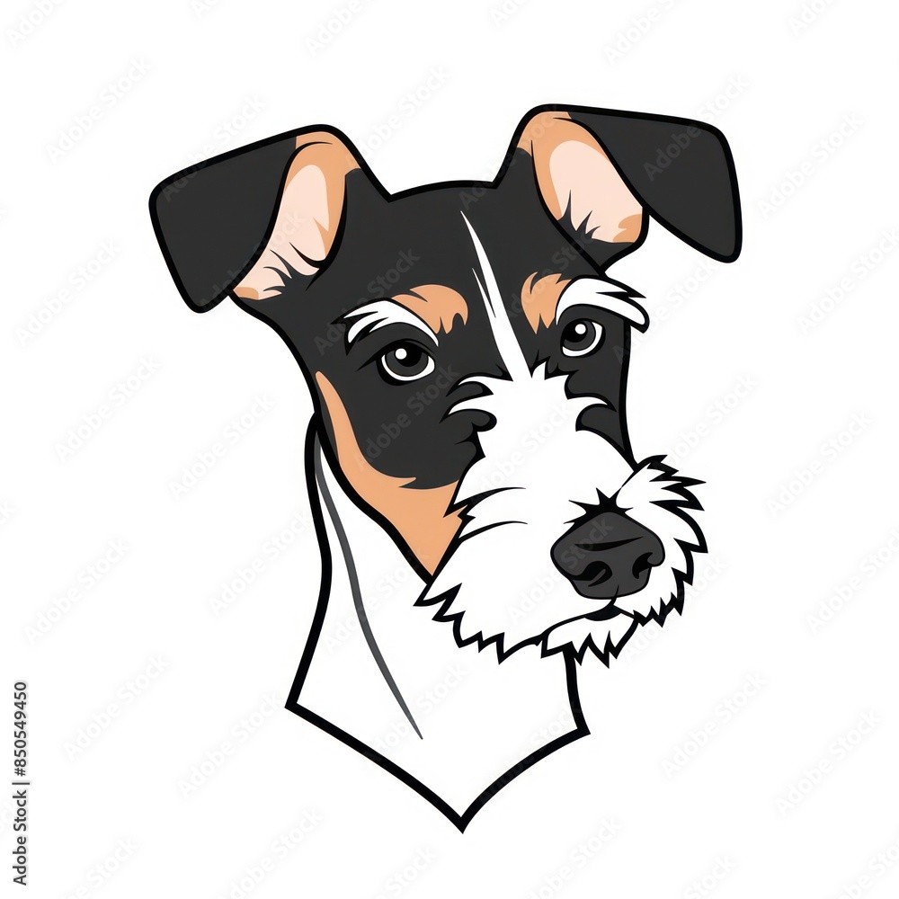 Wire Fox Terrier draw head, with its distinctive white coat and attentive expression, capturing the charm of this playful canine breed Wire Fox Terrier draw head, with its distinctive white coat and attentive expression, capturing the charm of this playful canine breed