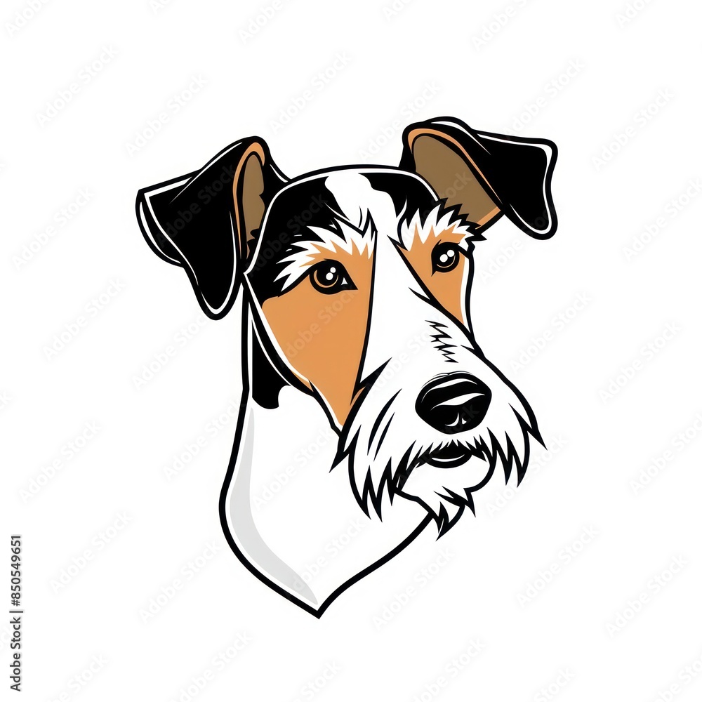 Wire Fox Terrier draw head, with its distinctive white coat and attentive expression, capturing the charm of this playful canine breed Wire Fox Terrier draw head, with its distinctive white coat and attentive expression, capturing the charm of this playful canine breed