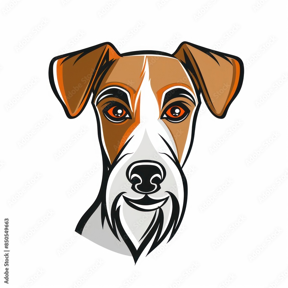 Wire Fox Terrier draw head, with its distinctive white coat and attentive expression, capturing the charm of this playful canine breed Wire Fox Terrier draw head, with its distinctive white coat and attentive expression, capturing the charm of this playful canine breed