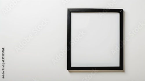 Simple black thin wooden picture frame border for modern wall isolated on white background : Generative AI