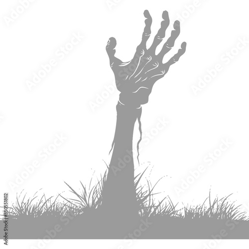 Zombie Arm Rising: Graveyard Silhouette in Grayscale