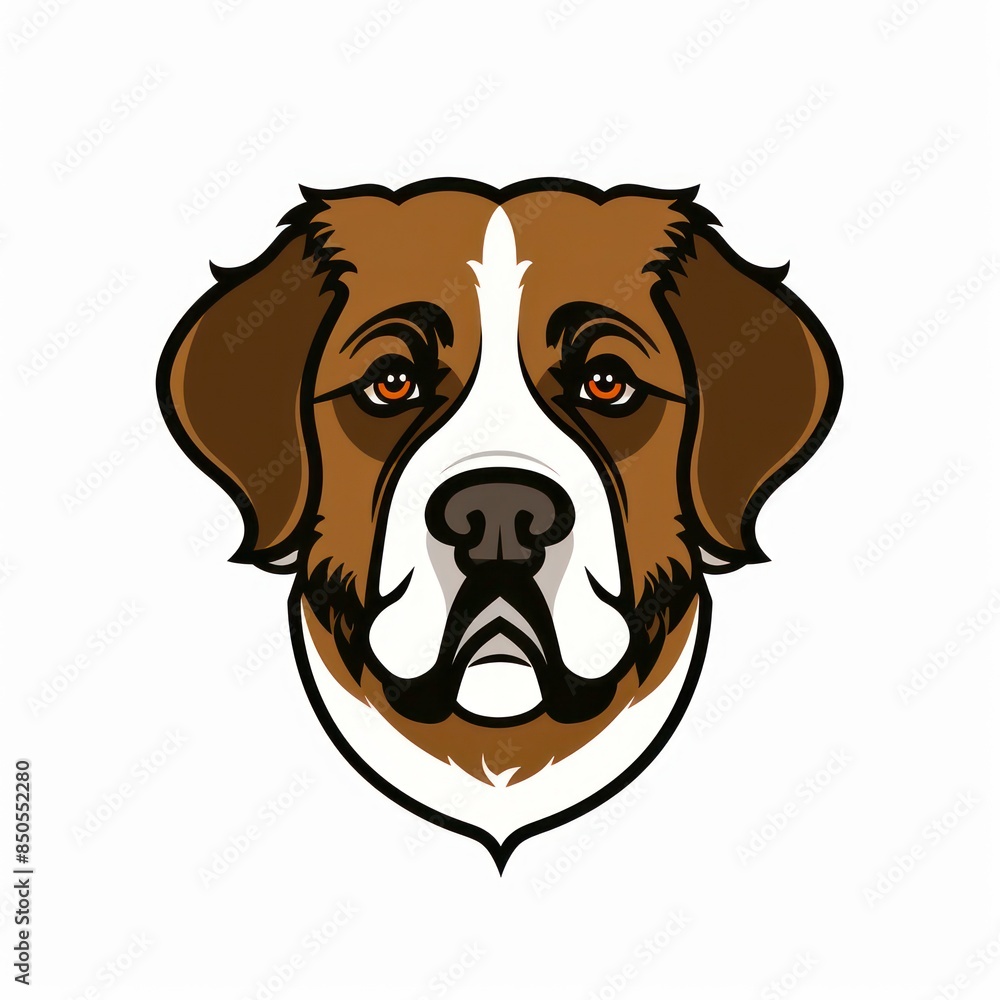 An adorable draw St. Bernard Mountain Dog, showcasing its striking black and white markings, a gentle giant among canine breeds An adorable draw St. Bernard Mountain Dog, showcasing its striking black and white markings, a gentle giant among canine breeds