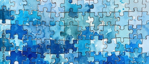 The blue puzzle pieces coming together symbolizing teamwork and collaboration, forming a cohesive pattern towards business success