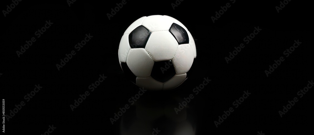Fototapeta premium a soccer ball, designed in black and white, highlighting its significance in competitive sports and recreational activities