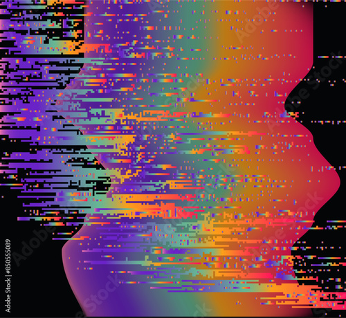Vector illustration of gloomy visual disturbances with the effect of backlight bleeding and visual noise.