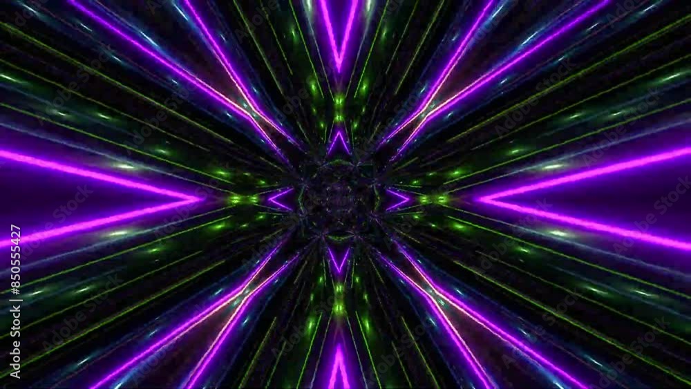3d Rendering Abstract colorful futuristic background bright neon color. Digital future, fantasy. Geometric design, Mosaic kaleidoscope, geometric Pattern. Light effects. Symmetry and reflection
