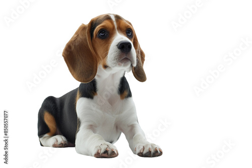 Playful Beagle Pup in Action on transparent background.PNG