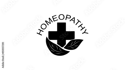 homeopathy emblem, black isolated silhouette