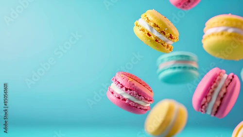Wallpaper Mural A colorful pastel background with flying macarons. Torontodigital.ca