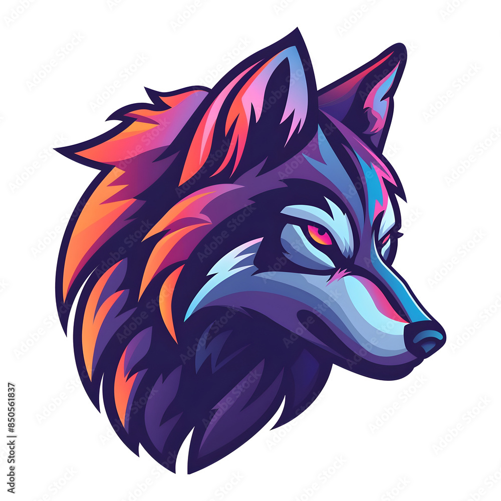 Fototapeta premium Esports logo simple wolf,vector style, colourful, on transparent background