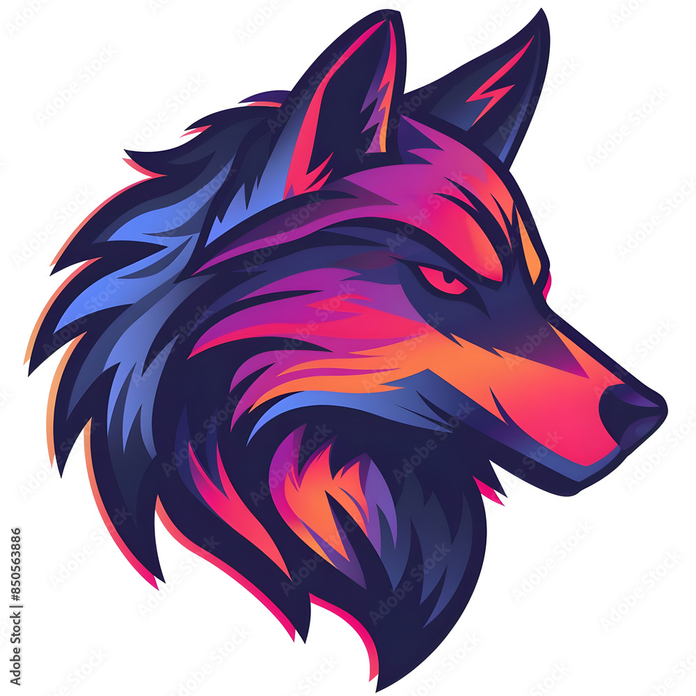Esports logo simple wolf,vector style, colourful, on transparent background Esports logo simple wolf,vector style, colourful, on transparent background