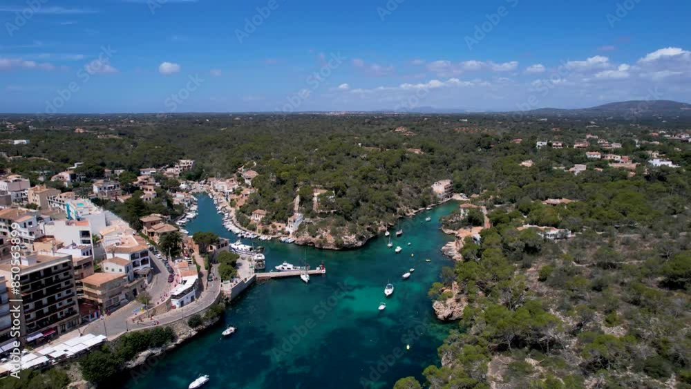 4K Aerial Drone video of a small fisherman town, a bay full of fishing boats with crystal clear turquoise water, Cala Figuera, Mallorca 4K Aerial Drone video of a small fisherman town, a bay full of fishing boats with crystal clear turquoise water, Cala Figuera, Mallorca
