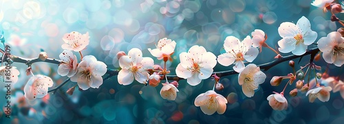 Beautiful cherry tree with tender flowers. Amazing spring blossom