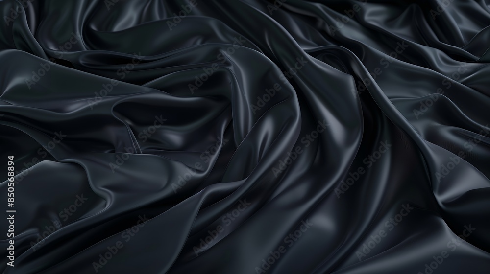 Fototapeta premium Black gray satin dark fabric texture luxurious shiny that is abstract silk cloth background with patterns soft waves blur beautiful : Generative AI
